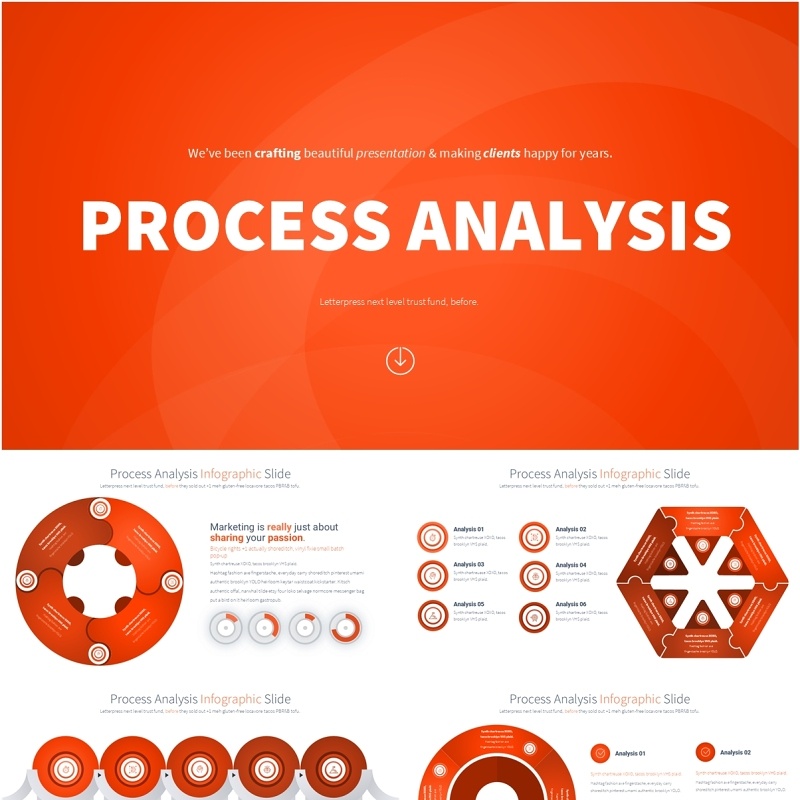 橙色流程过程分析PPT模板素材Process Analysis - Color 09 (Orange)