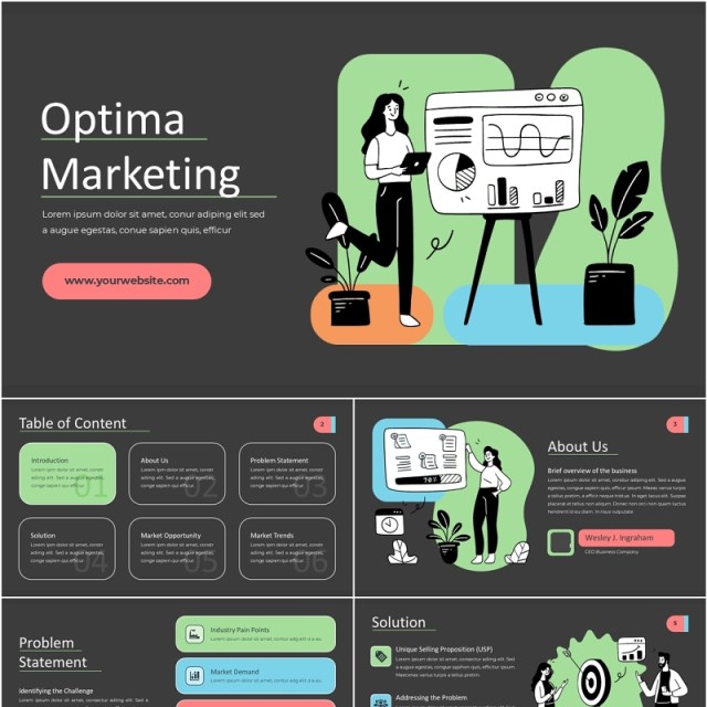 人物插画最佳市场营销信息图PPT模板optima marketing MultiColor 3 Dark