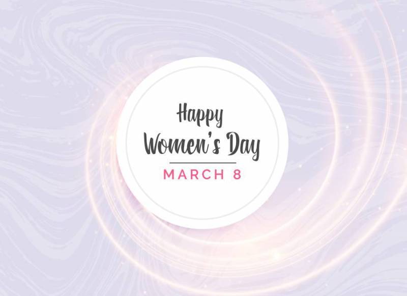 幸福的女人＆＃x27; s天贺卡设计与光效果