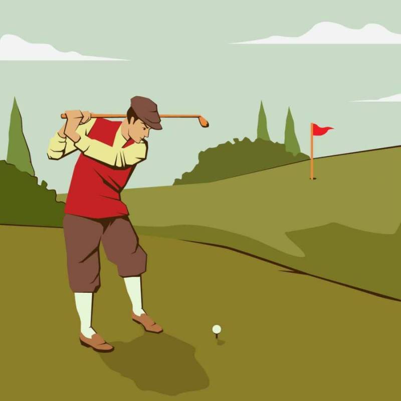 老式高尔夫球人插画矢量