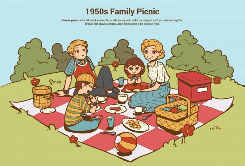 20世纪50年代家庭野餐