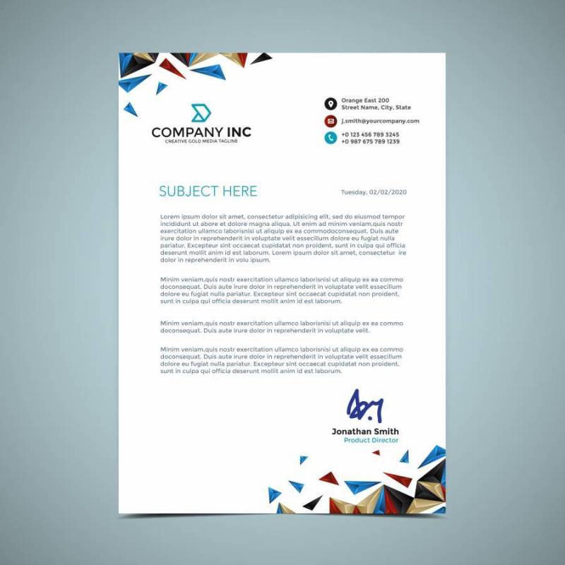 蓝色和金色的信头设计