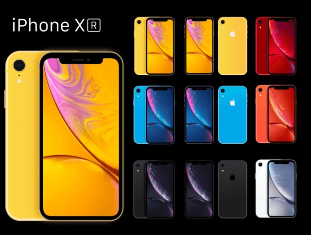 适用于Photoshop和Illustrator的Semi Flat iPhone XS和XR样机。，Semi Flat XS和XR