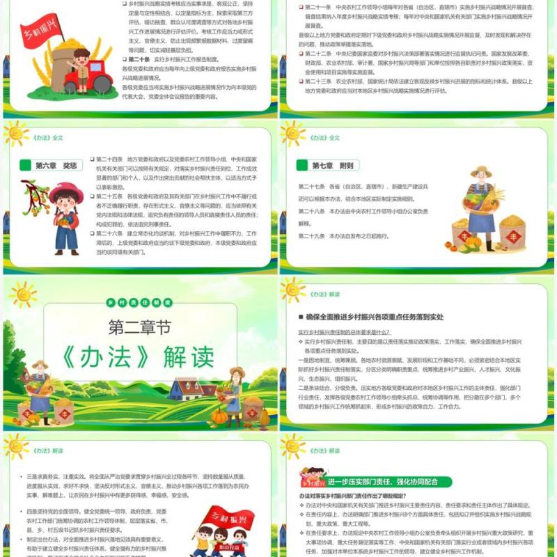 绿色卡通风乡村振兴责任制实施办法PPT模板