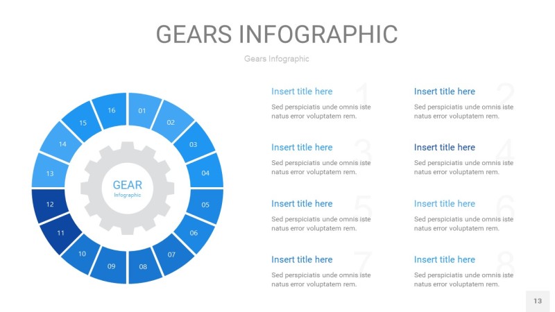 天蓝色齿轮PPT信息图13