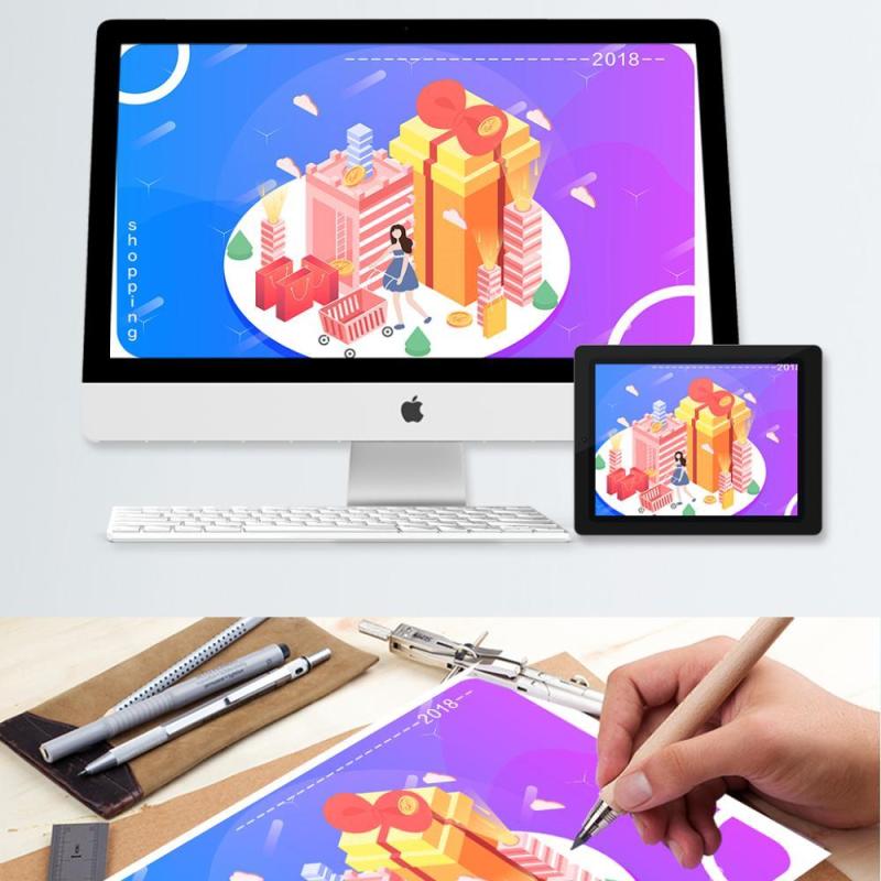 电商淘宝天猫购物促销活动2.5D立体插画AI设计海报素材45