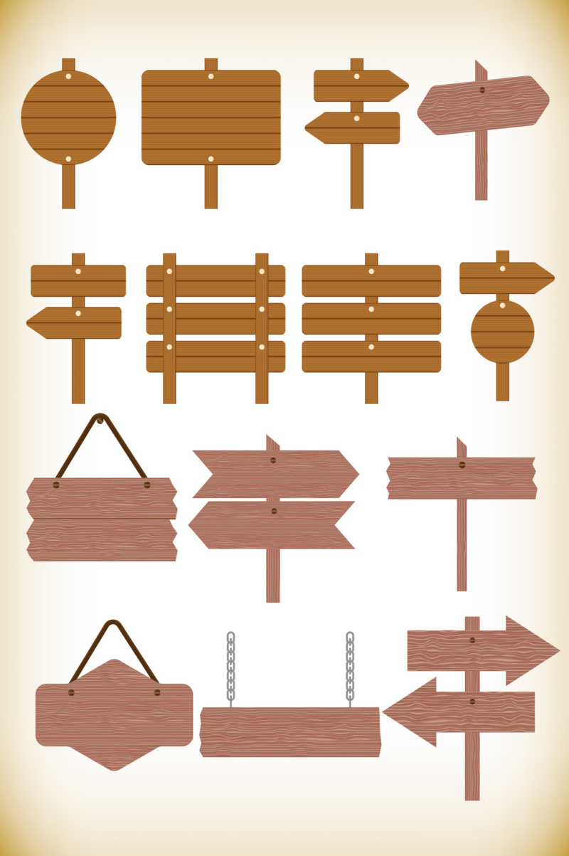 木纹指路牌标牌素材