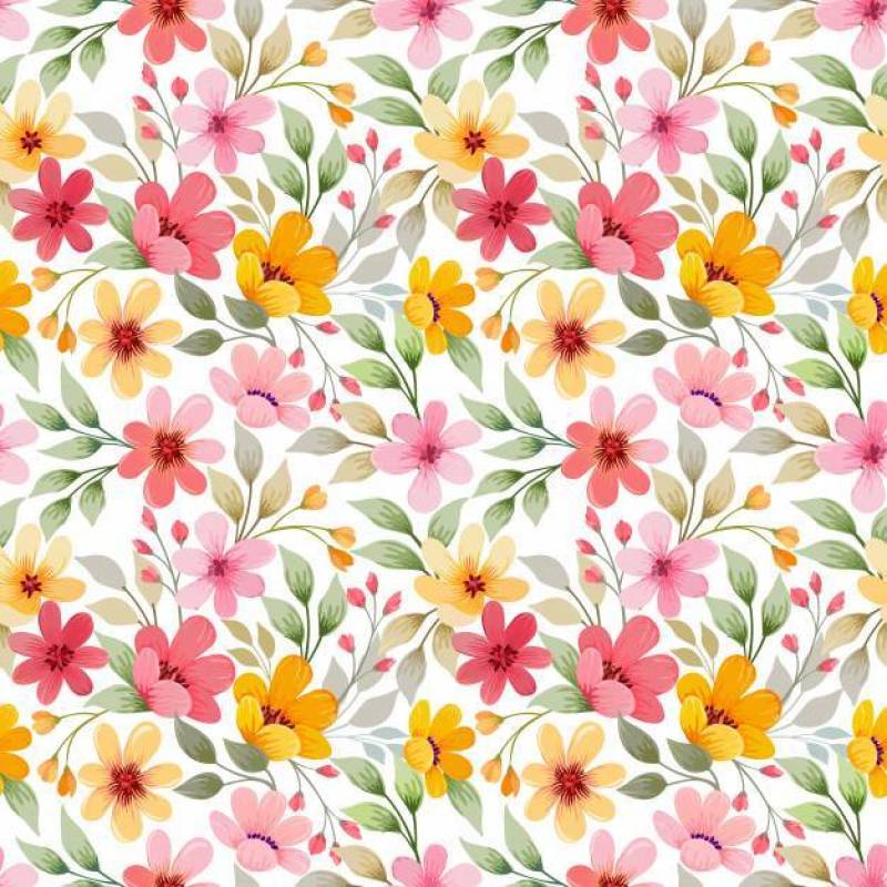 Colorful flowers seamless pattern vector design.