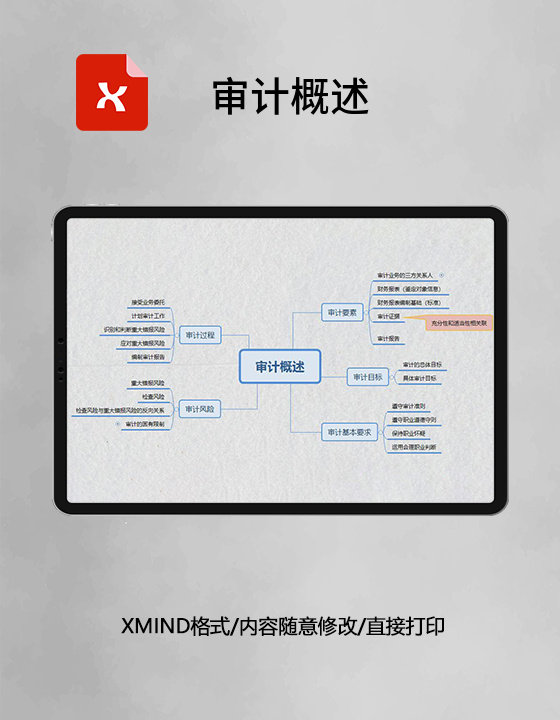 审计概述思维导图简洁XMind模板