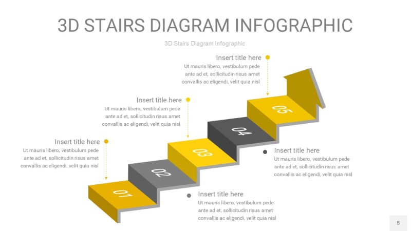 灰黄色3D阶梯PPT图表5