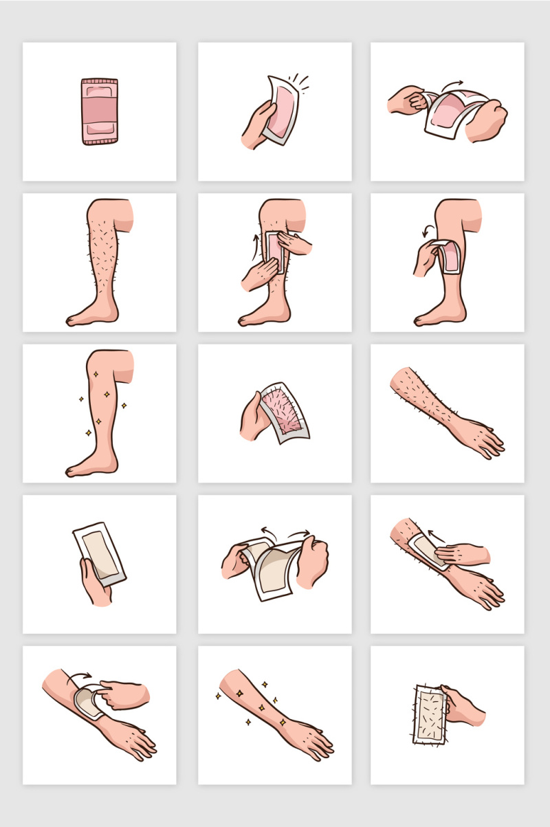 矢量卡通手臂脱毛腿部脱毛