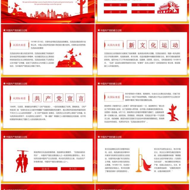 红色建党伟业感受觉醒年代共产党专题党史课动态PPT模板 红色建党伟业感受觉醒年代共产党专题党史课动态PPT模板
