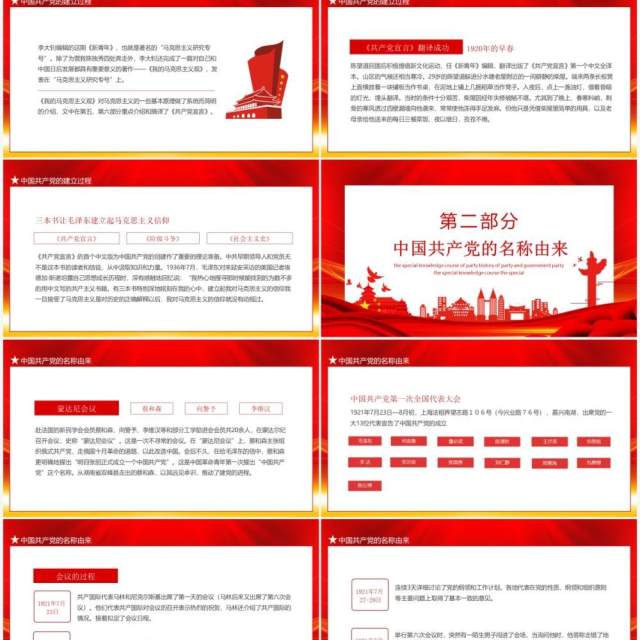 红色建党伟业感受觉醒年代共产党专题党史课动态PPT模板 红色建党伟业感受觉醒年代共产党专题党史课动态PPT模板