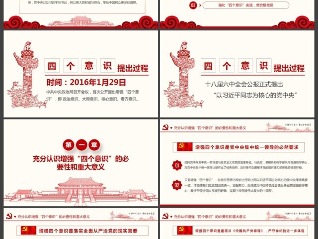 增强四个意识争做合格党员PPT模板 增强四个意识争做合格党员PPT模板