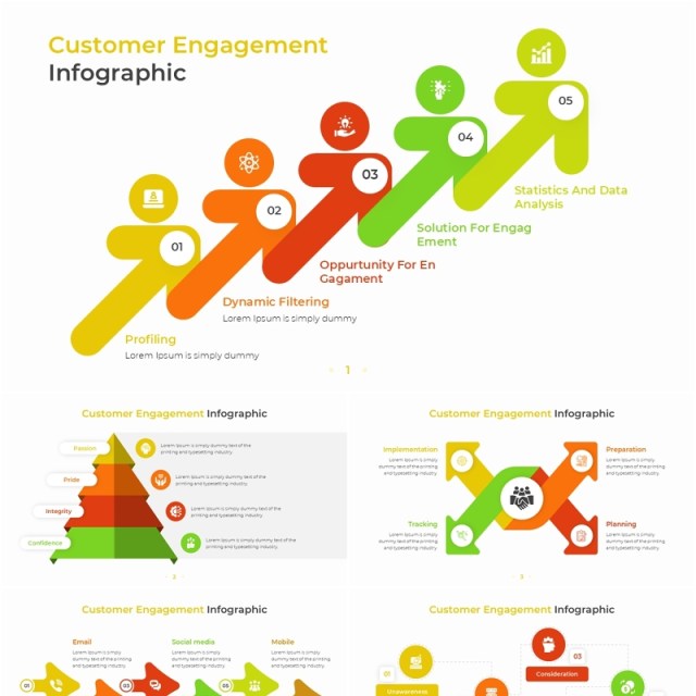 客户互动信息图结构图PPT模板素材Customer Engagement Infographic