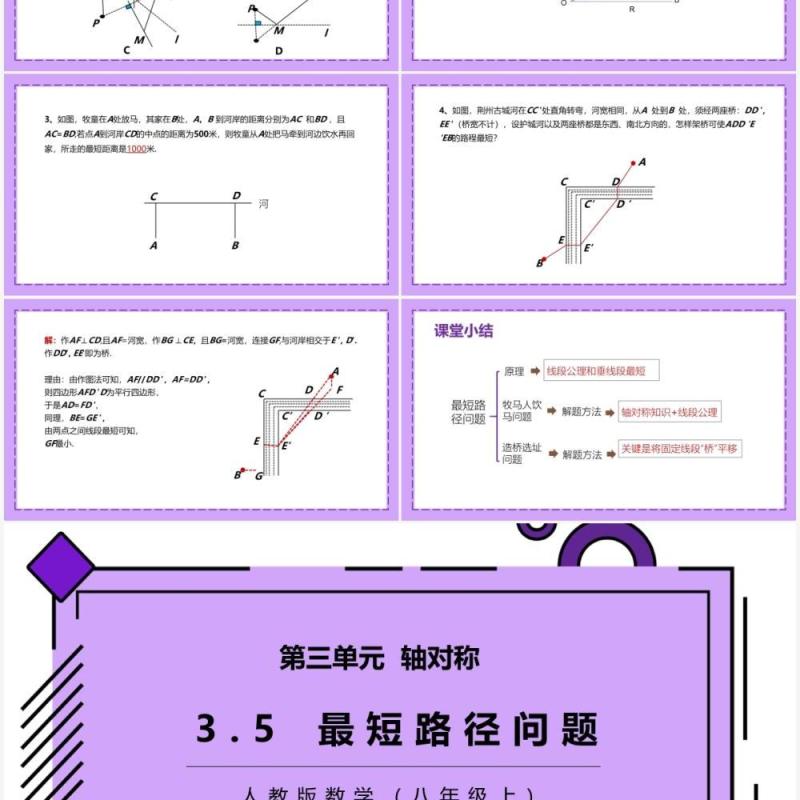 部编版八年级数学上册最短路径问题课件PPT模板