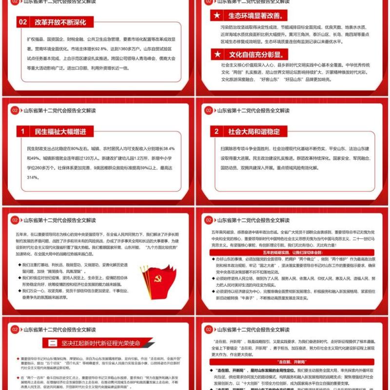 红色党政风山东省第十二次代表大会PPT模板
