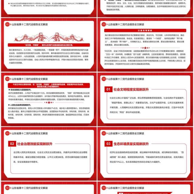 红色党政风山东省第十二次代表大会PPT模板