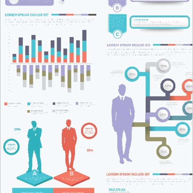 简洁干净信息图表图形元素设计Clean Infographics