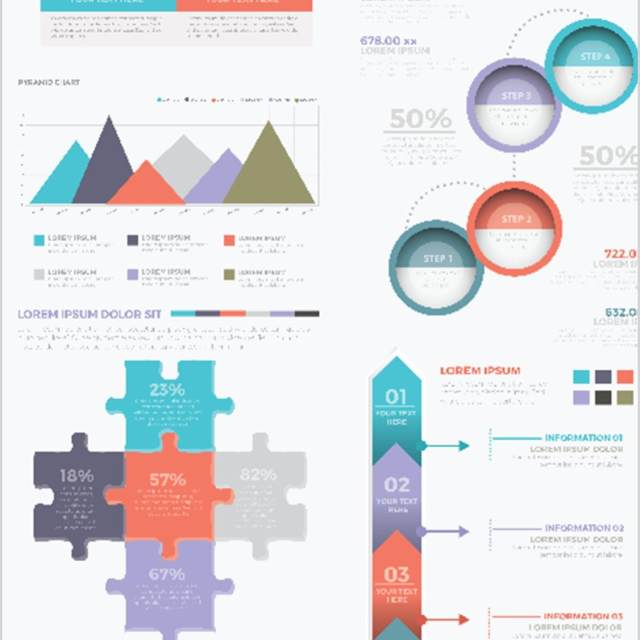 简洁干净信息图表图形元素设计Clean Infographics