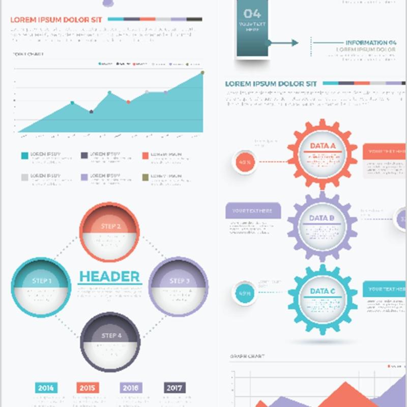 简洁干净信息图表图形元素设计Clean Infographics