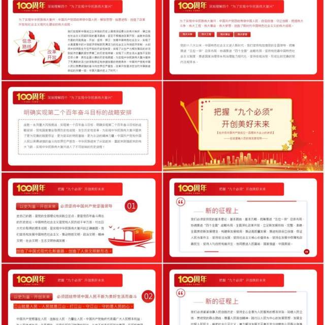 红色党政风庆祝中国共产党成立一百周年大会的总要讲话PPT模板(1)