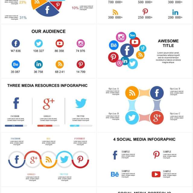 社交媒体信息图表PPT图标素材Social Media 社交媒体信息图表PPT图标素材Social Media
