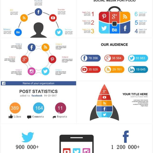 社交媒体信息图表PPT图标素材Social Media 社交媒体信息图表PPT图标素材Social Media