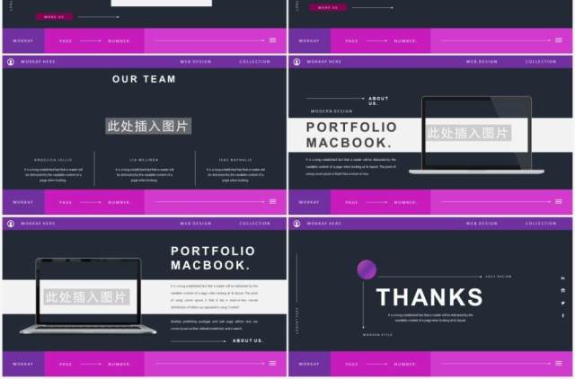 黑紫双色个性宣传介绍通用PPT模板MOKKAY Powerpoint Template