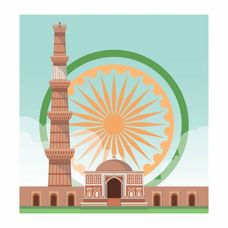 库图大厦印度地标矢量图