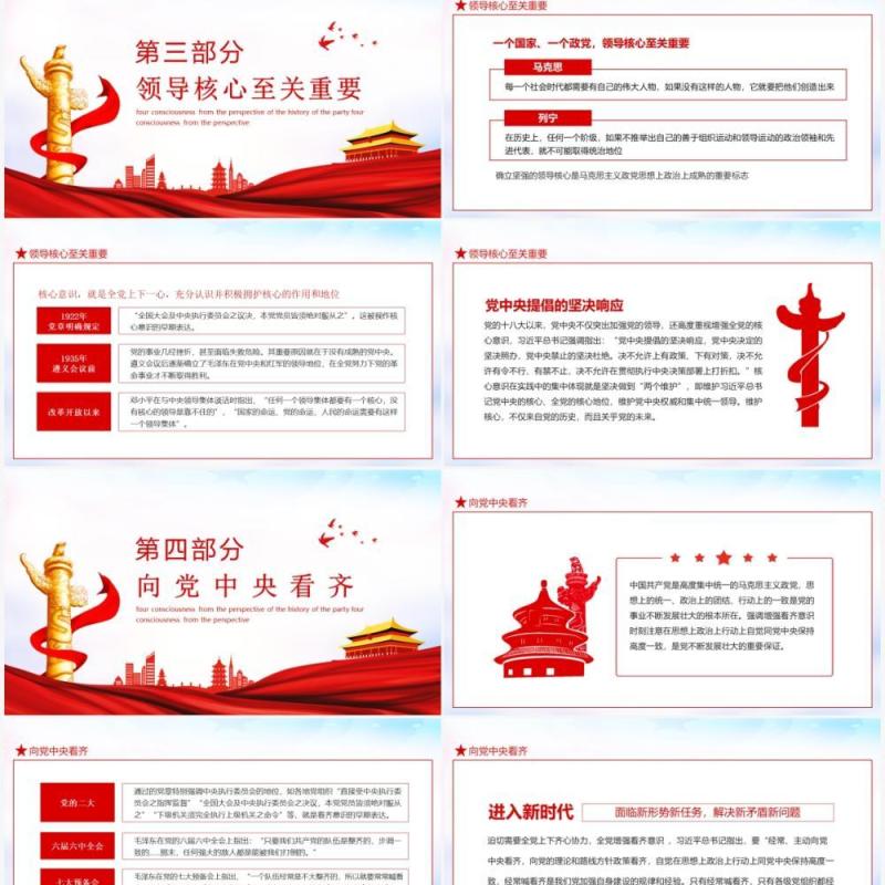 党史视角下的四个意识学党史悟思想办实事开新局动态PPT模板