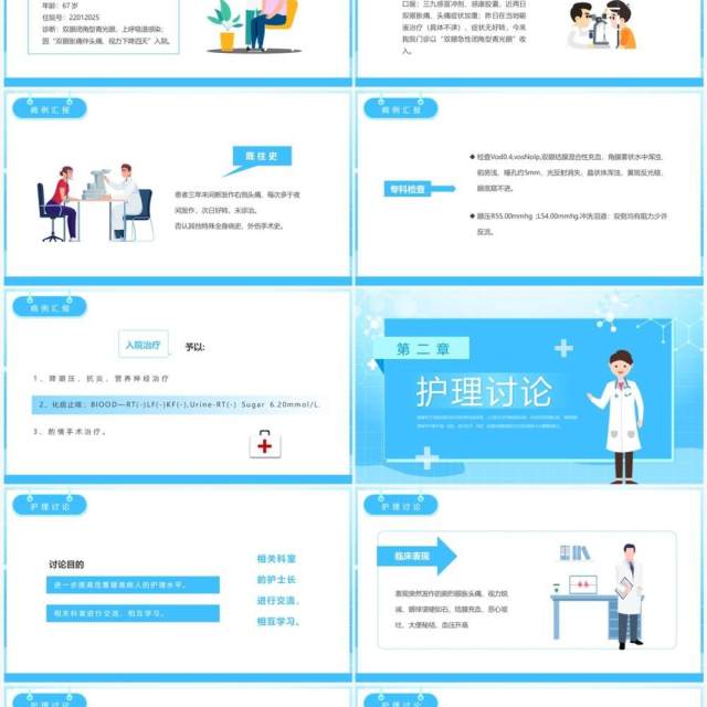 蓝色简约卡通风眼科疑难病例讨论PPT模板