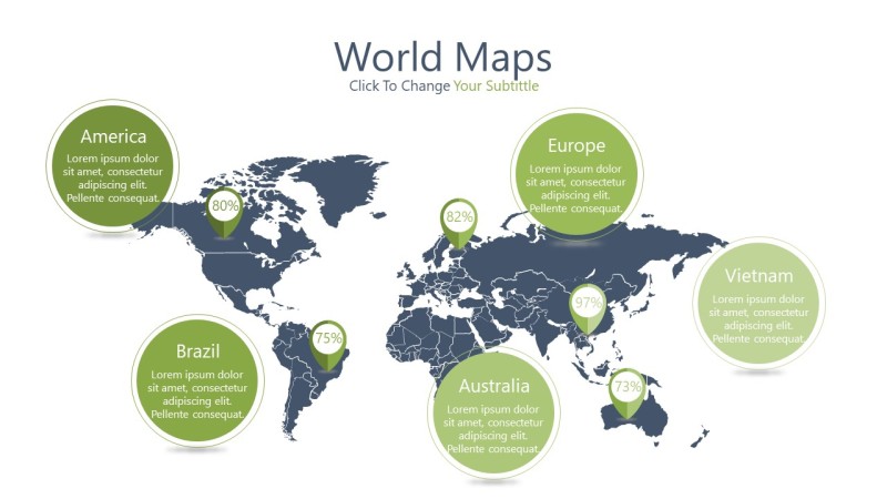 绿色世界地图PPT图表-31