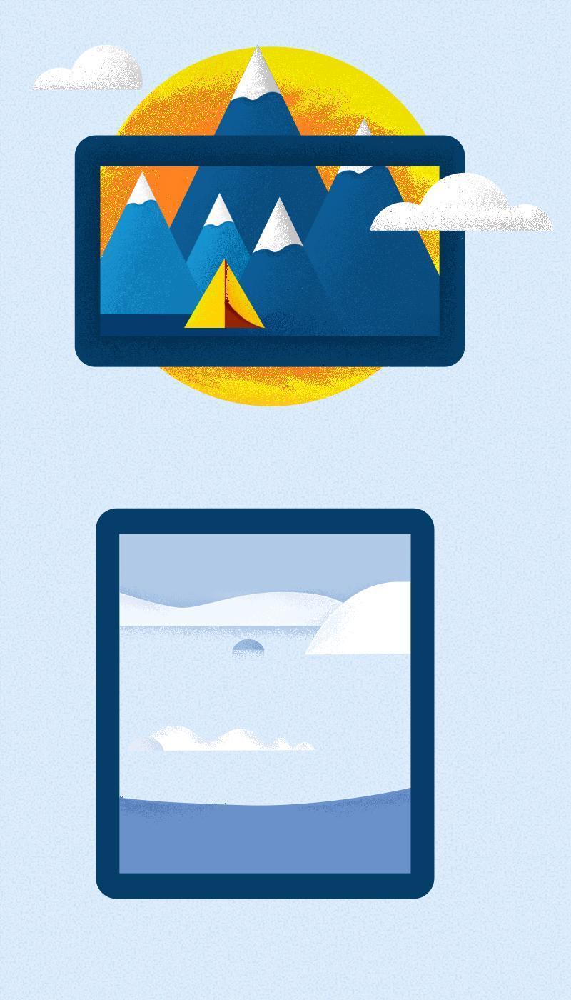 谷歌风格插画 冬季野营