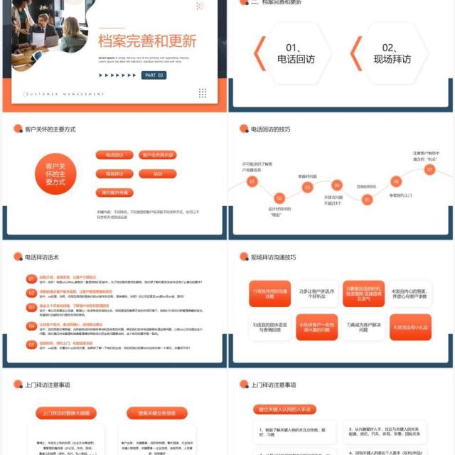 蓝橙商务风客户经营档案管理PPT模板
