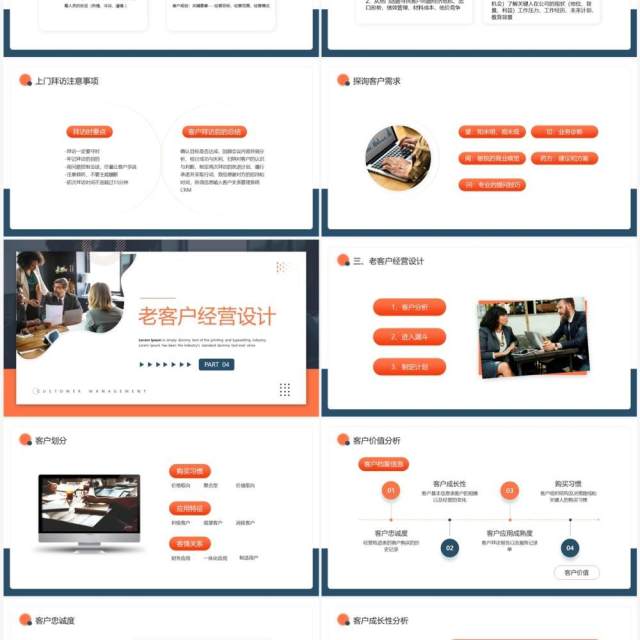 蓝橙商务风客户经营档案管理PPT模板