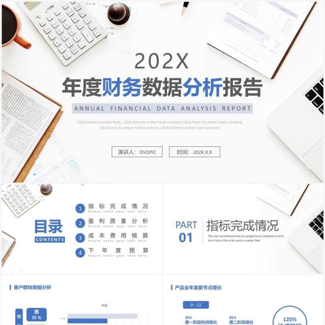 蓝色简约风年度财务数据分析PPT模板 蓝色简约风年度财务数据分析PPT模板