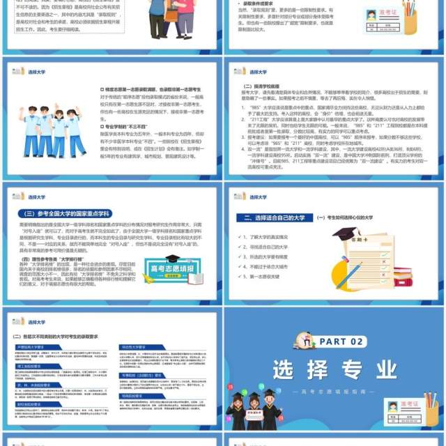 蓝色卡通风高考志愿填报指南PPT模板 蓝色卡通风高考志愿填报指南PPT模板