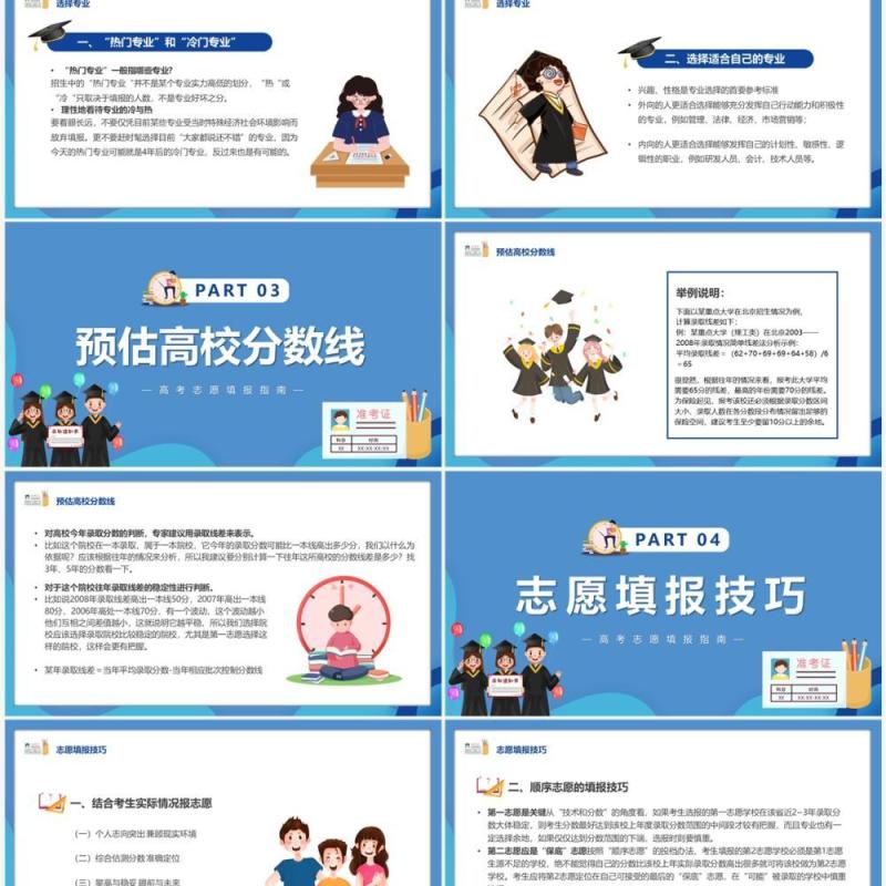 蓝色卡通风高考志愿填报指南PPT模板