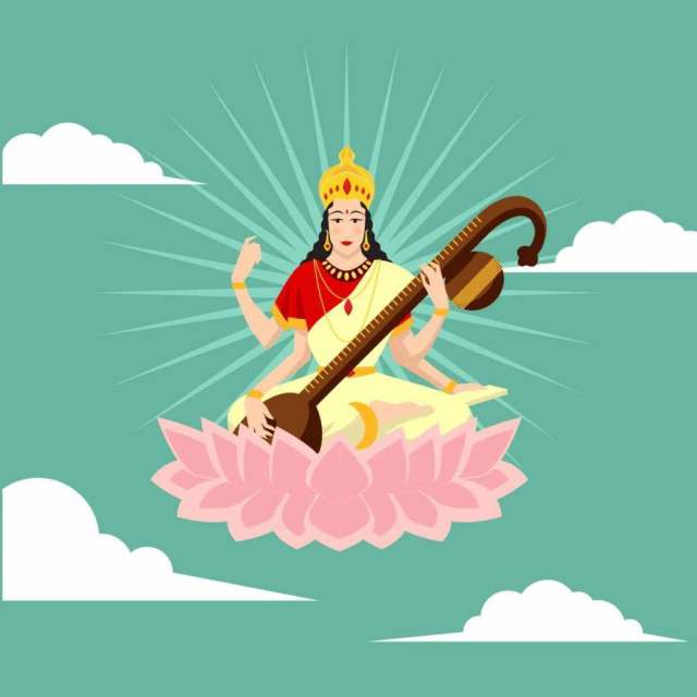 Saraswathi Devi插画矢量