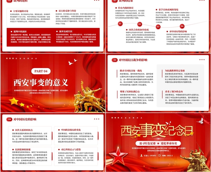 红色党政风西安事变纪念日党课教育PPT模板