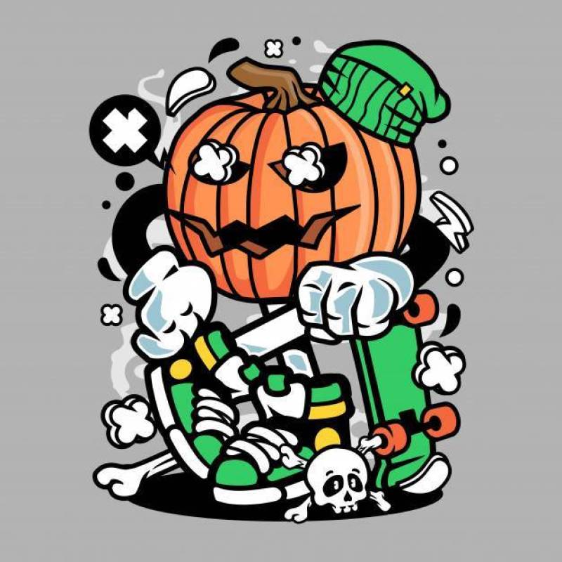 Pumpkins Skater Cartoon