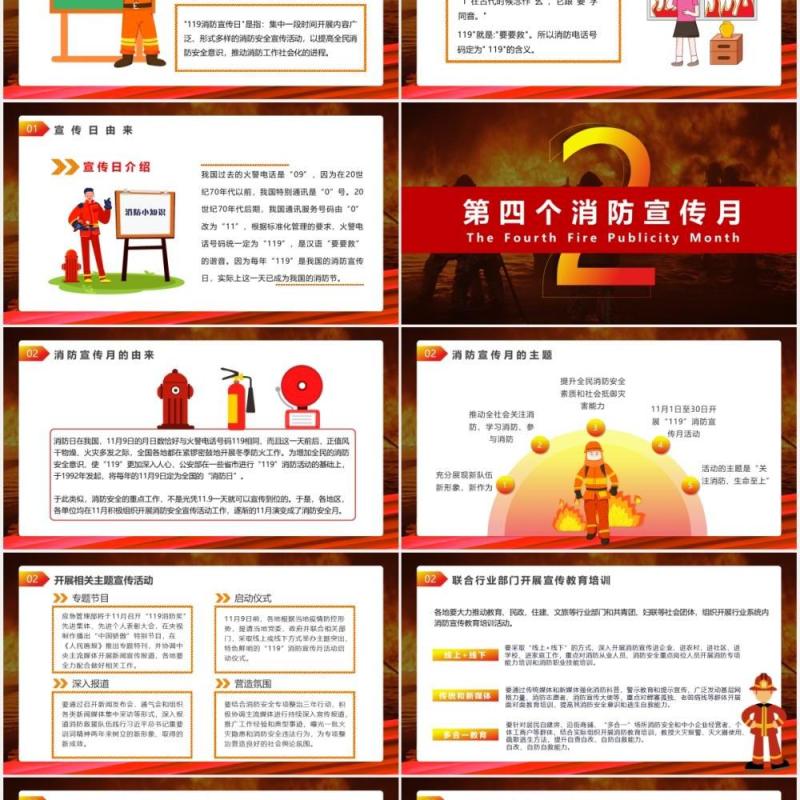 大气卡通风火灾消防宣传月安全教育培训课件PPT模板