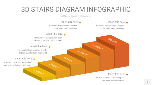 渐变黄色3D阶梯PPT图表1