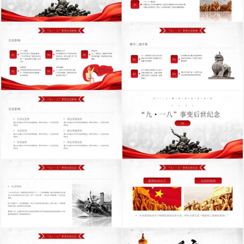 红色党政风格九一八历史事件介绍PPT模板