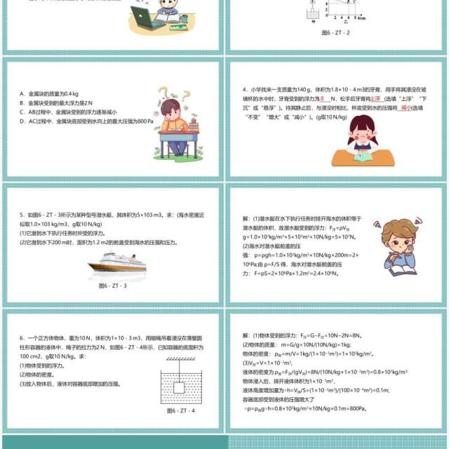 部编版八年级物理下册有关压强和浮力的综合计算和判断课件PPT模板