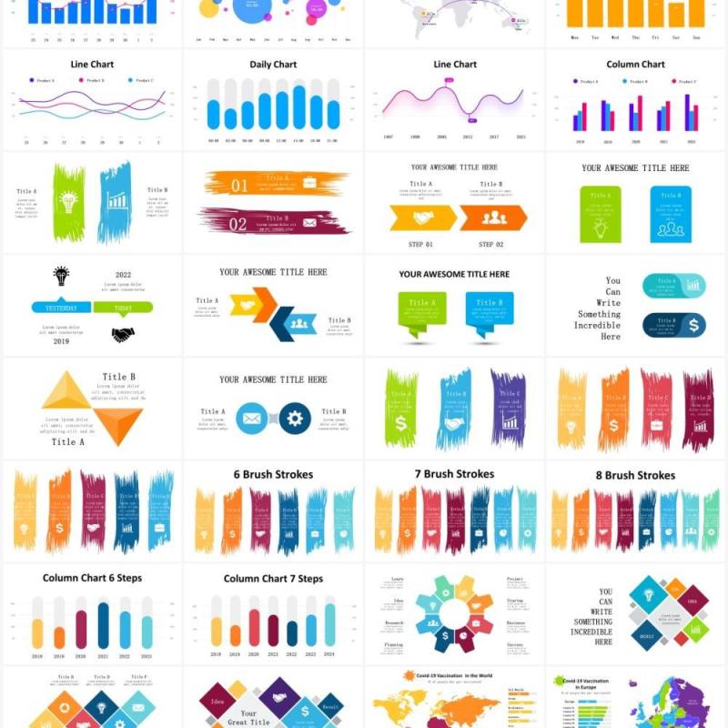 多功能商务项目计划饼图拼图圆形图表图形PPT素材!Project