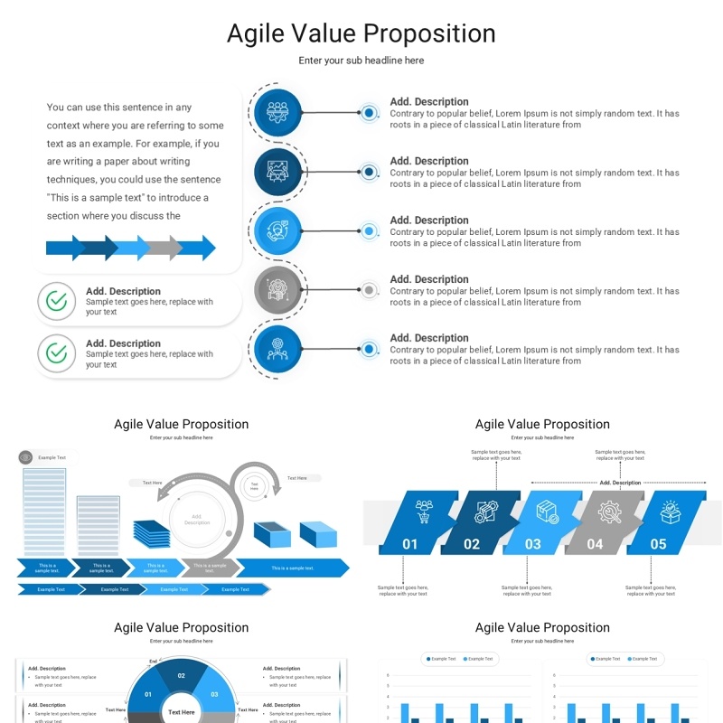 蓝色系项目敏捷价值市场定位分析信息图ppt素材