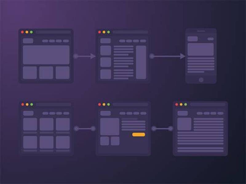 迷你暗色流程线框图