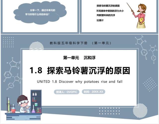 教科版五年级科学下册探索马铃薯沉浮的原因课件PPT模板 教科版五年级科学下册探索马铃薯沉浮的原因课件PPT模板